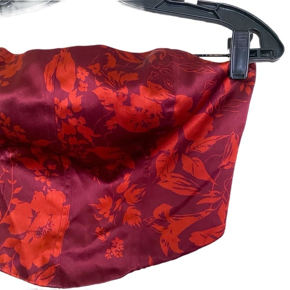 Reformation Maia Silk Corset Strapless Top Brick Floral 4 NWT - Picture 3 of 7